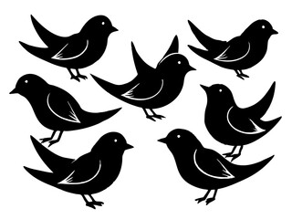 set of silhouettes of birds Vector, isolated black silhouette bird bundle
