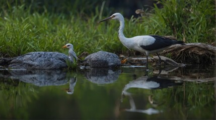 Bird with a worm in its beak