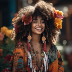 Beautiful African American woman self-care