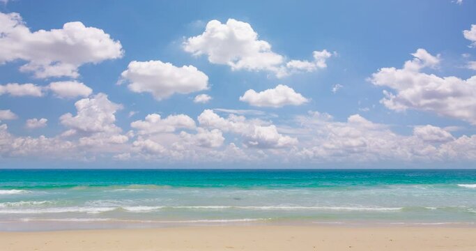Amazing scene landscape view of tropical beach with blue sky. High quality video DCI4K ProRes 422.