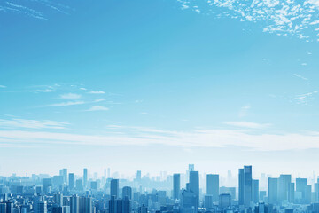 Obraz premium Skyline of Urban Financial District Under Blue Skies