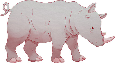 Rhinoceros Watercolor Illustration