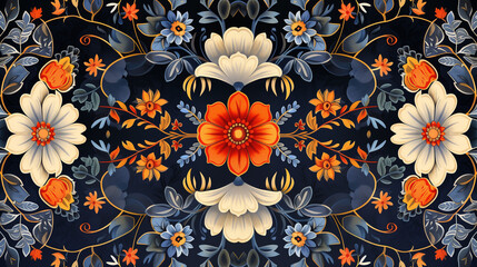 The elements of the traditional Mughal border are distinguished by their precision and richness of details. Carefully selected patterns and colors bring aesthetics and unique character to the interior