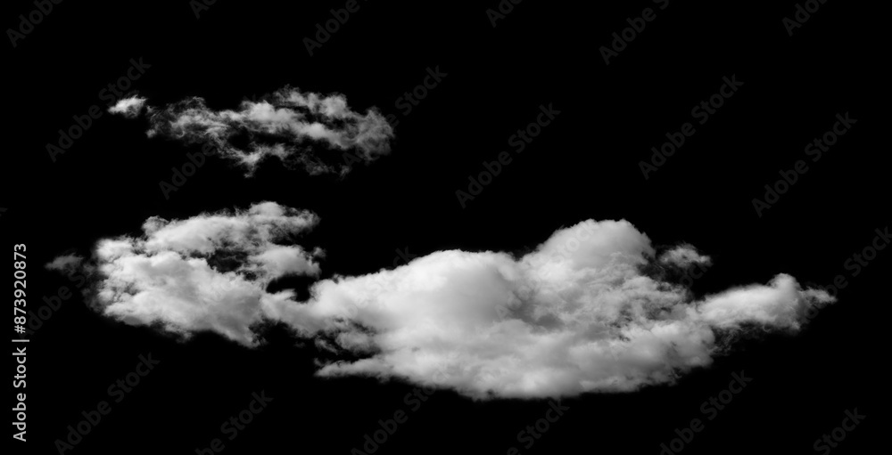 Wall mural cloud isolated on black background,abstract sky with fluffy white cloudy,nature illustration element