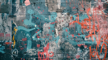 Fototapeta premium Beautiful street art graffiti. Abstract creative drawing fashion colors on the walls of the city. Urban Contemporary Culture