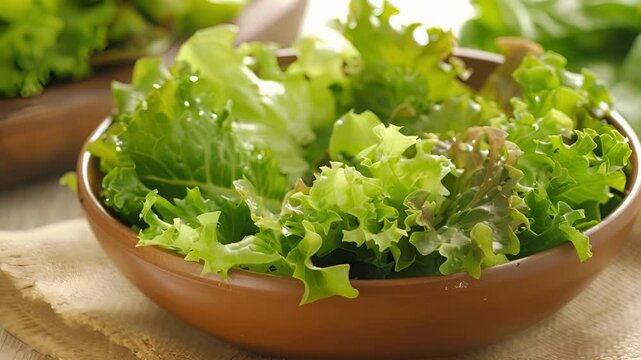 A fragrant salad showcasing a mixture of y and mild greens such as mustard greens and butter lettuce.