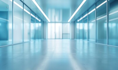 Modern Office Hallway with Glass Walls