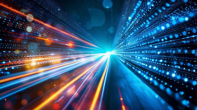 Light trails defining a road internet trasfer speed concept