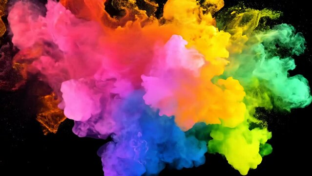 Explosion of colorful powder on black background