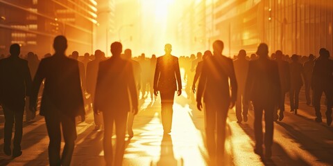 Mysterious Morning Businessman in Foggy City Street