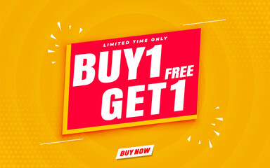 Buy 1 Get 1 free banner template red. modern design red