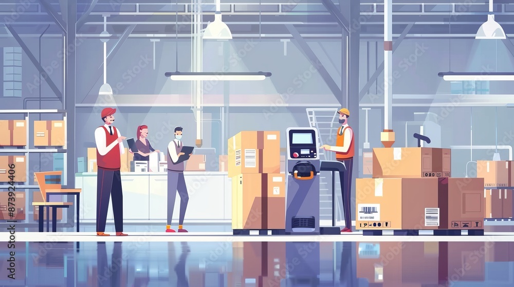 Poster smart logistics in a futuristic digital warehouse using augmented reality – high-tech innovative sto