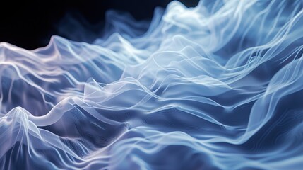 Obraz premium Abstract digital waves with a flowing, ethereal appearance in shades of blue and white.