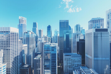 Obraz premium High-Rise Office Buildings in the Financial District with Blue Sky