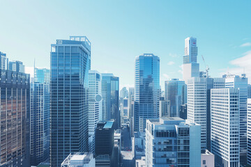 High-Rise Office Buildings in the Financial District with Blue Sky