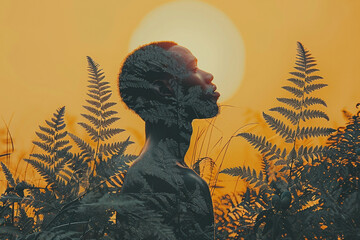 Generative AI technology cut-out graphical retro collage with vivid vintage elements paper art design