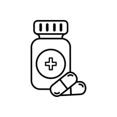 Medication and pill editable stroke outline icon isolated on white background vector illustration.