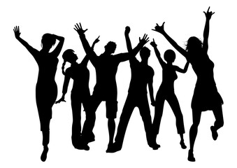 Silhouettes of people dancing on a white background 