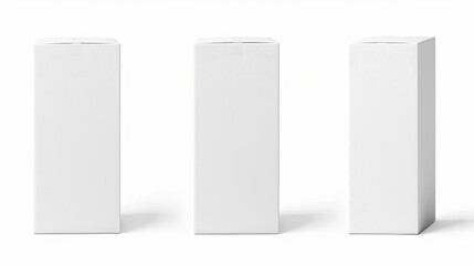 White Box. Tall Cardboard Box Packaging Template Isolated on White Background with Clipping Path