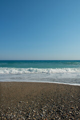 Bay views from green forests. View from the forest to the sea. Magnificent views from the forest to the sea. Magnificent bays of Muğla.
