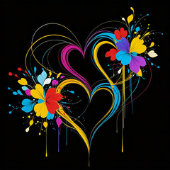 Abstraktion Skizze mit Herzen 1x1. Hintergrund f&uuml;r das Design 1.