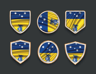 set of flags in frames with various frame shapes