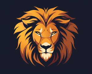 Cartoon Lion Face. Golden Lion Emblem for Luxury and Power Logo Design