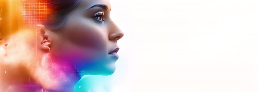 an abstract idea for a tech-inspired, crystal-clear, and straightforward LinkedIn banner poster featuring HR and tech components