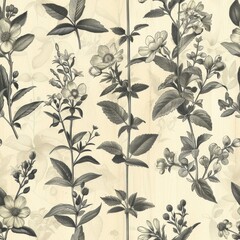 Botanical sketches and scientific illustrations, aged paper texture, vintage ink drawings, educational and nostalgic, seamless repeating pattern, minimal pattern