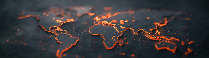 World map in war with military targets, exploration, conflict, global crisis