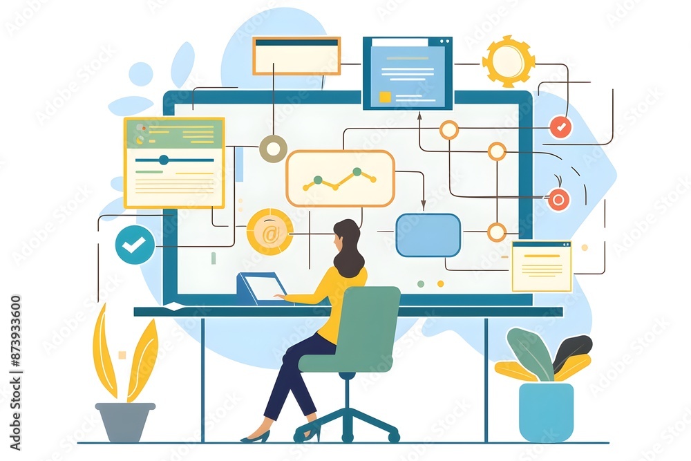 Poster efficient business workflow and task management solutions for productive workplaces