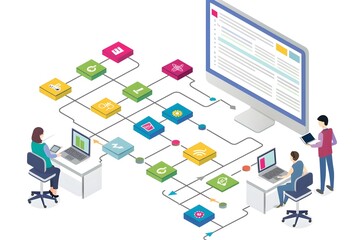 Fototapeta premium Business Workflow and Task Management Digital Visualization Concept
