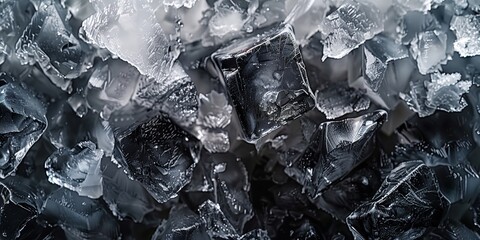 Ultra-close-up view of dark grey ice with intricate details and sharp texture, ideal for phone wallpaper or abstract background.