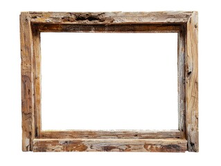 Wood Picture Frame. Old Rustic Wooden Frame Isolated on White Background
