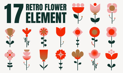 Retro flower collection set