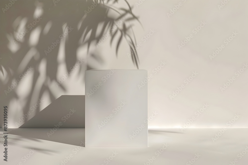 Poster blank white minimalist block mockup with no image on plain background