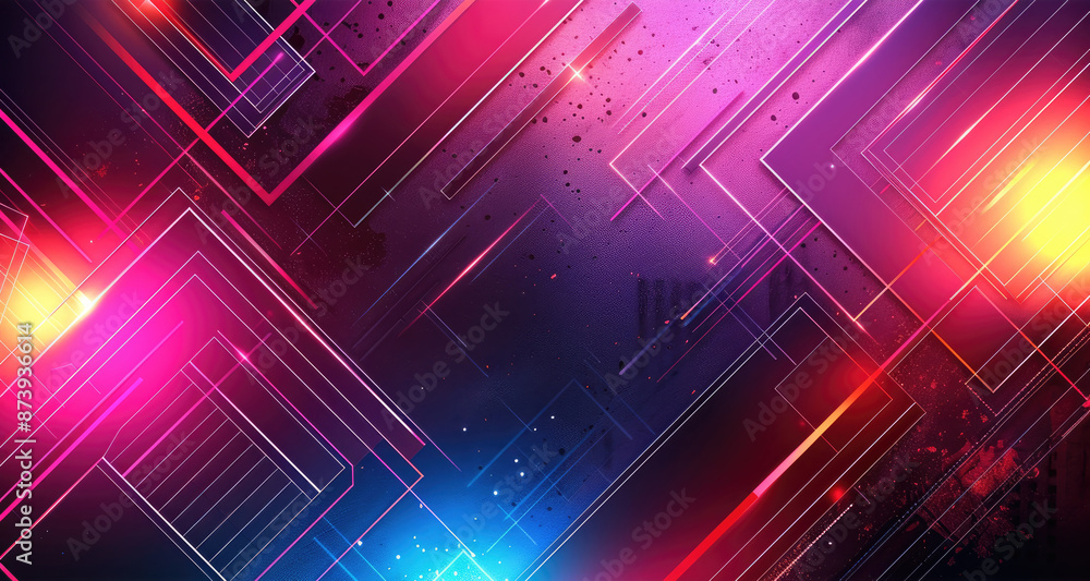 Fototapete Abstract creative universal pop art neon color artistic flash motion background. Vector overlay geometric shape retro vintage seamless animation. Generative AI.