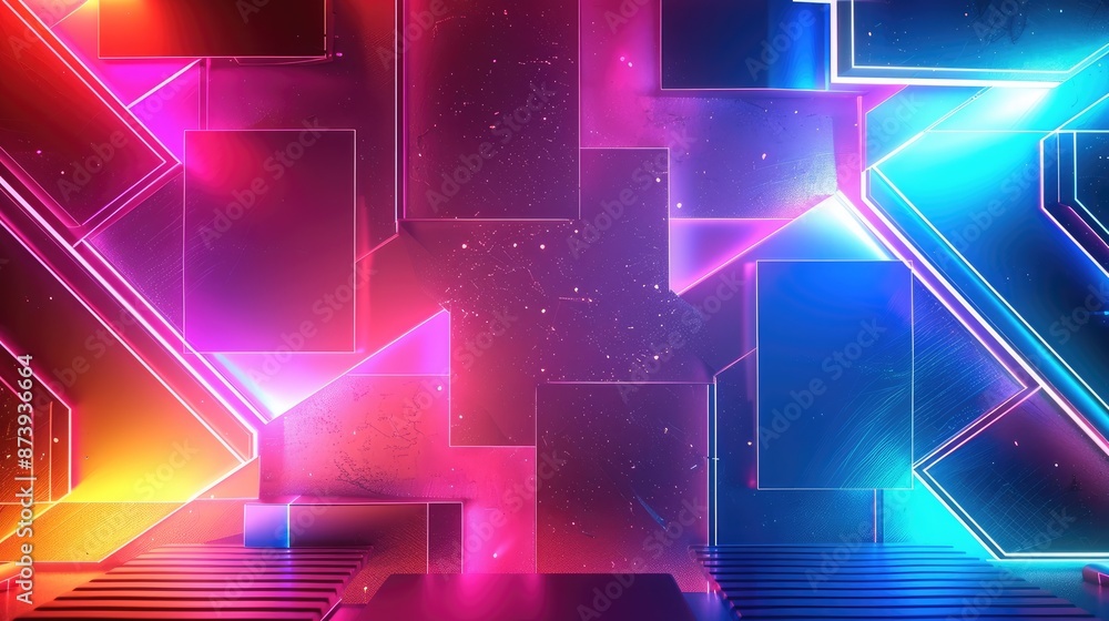 Leinwandbilder Abstract creative universal pop art neon color artistic flash motion background. Vector overlay geometric shape retro vintage seamless animation. Generative AI.