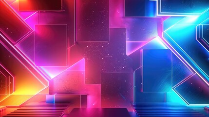 Abstract creative universal pop art neon color artistic flash motion background. Vector overlay geometric shape retro vintage seamless animation. Generative AI.