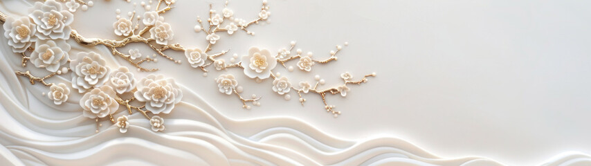 Obraz premium Close-up of volumetric stucco design depicting a textured pattern in neutral colors