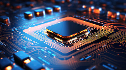 Close-up of electronic circuit board. Technology and science background.,, generative ai