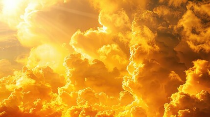 Fototapeta premium Yellow Sky at Sunset. Majestic Cloudscape and Natural Beauty