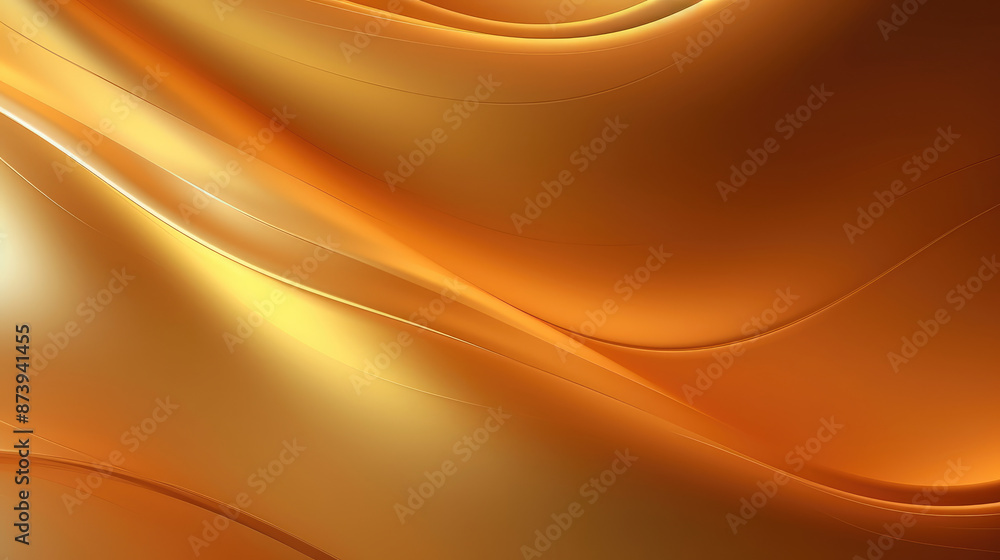 Wall mural abstract golden background with smooth wavy lines., generative ai