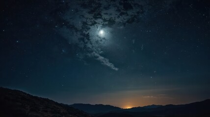 Fototapeta premium night, sky, moon, dark, star, tree, stars, landscape, nature, silhouette, full, light, forest, blue, space, moonlight, clouds, trees, christmas, black, astronomy, halloween, sunset, time, illustration