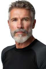 Obraz premium Serious Mature Man in Black T-Shirt