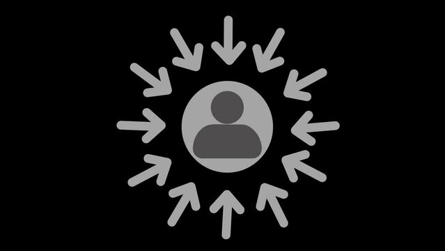 Arrows around the profile picture icon, unknown person icon with arrows. 2d animated,. video clip. 4k size. without background.