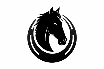 Horse or Stallion Inside Horseshoe Side View Woodcut Retro Style Silhouette Vector
