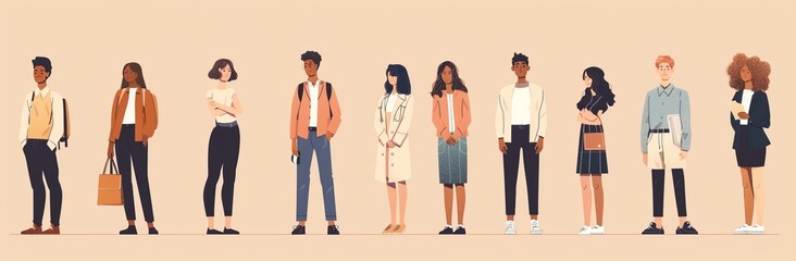 Obraz premium Multicultural group of students from different countries. Conceptual illustration within a modern flat design.