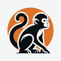 Naklejka premium Majestic Monkey Silhouette Logo: Symbolizing Strength and Agility