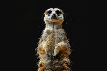 Fototapeta premium Meerkat standing on its hind legs, looking around curiously
